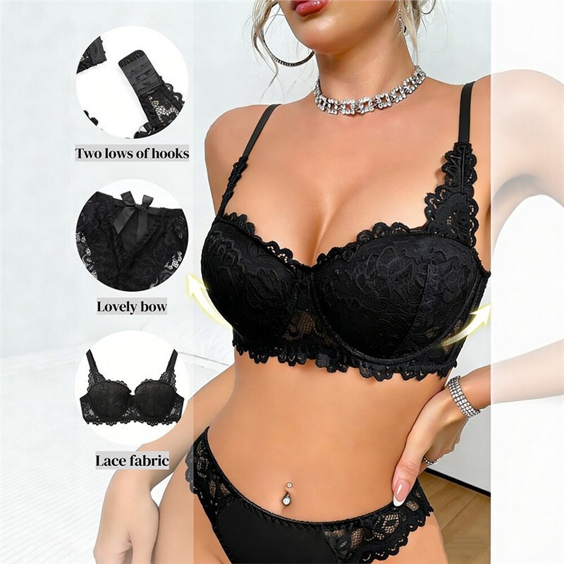 Amazon Cross-Border European and American Sexy Lace Bra Set, Push-Up, No Underwire, Non-Slip, Seamless Women's Underwear Amazon Cross-Border European and American Sexy Lace Bra Set, Push-Up, No Underwire, Non-Slip, Seamless Women's Underwear
