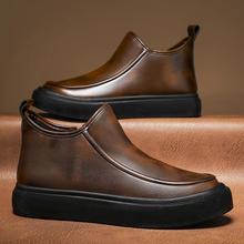 男鞋2025新款皮鞋短筒中帮拉链休闲内增高新中式正品简约舒适潮流