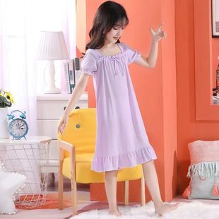 Children's Pajamas, Women's Ice Silk Girls' Nightgown, Summer Thin Princess Suspender Skirt, Girls' Medium and Large Kidsren's Vest Home Clothes