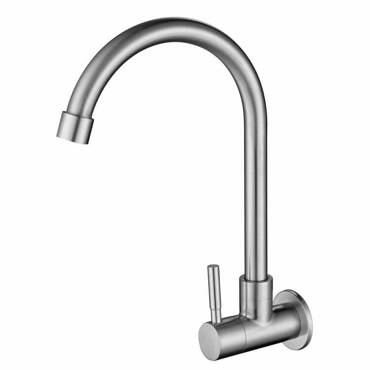 304 stainless steel wall-mounted large curved single cold faucet kitchen water tank horizontal single cold faucet factory wholesale
