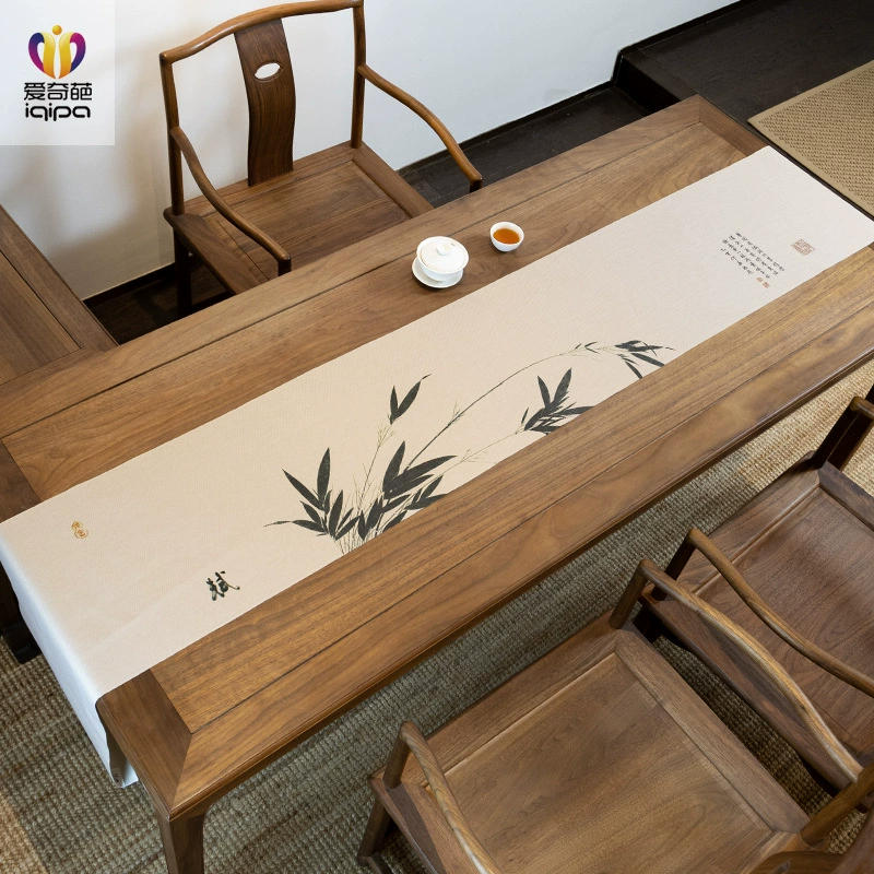 Китайский чайный скатерть в стиле дзен, коврик для чайного стола, скатерть для чайного коврика, длинная скатерть для стола, водонепроницаемый чайный коврик.