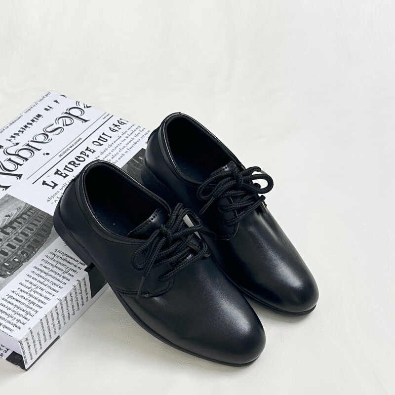 Boys' Leather Shoes Black Little Boy Pointed Toe Soft Sole Kidsren's Performance Shoes School Shoes Spring & Fall New British Style Student Shoes