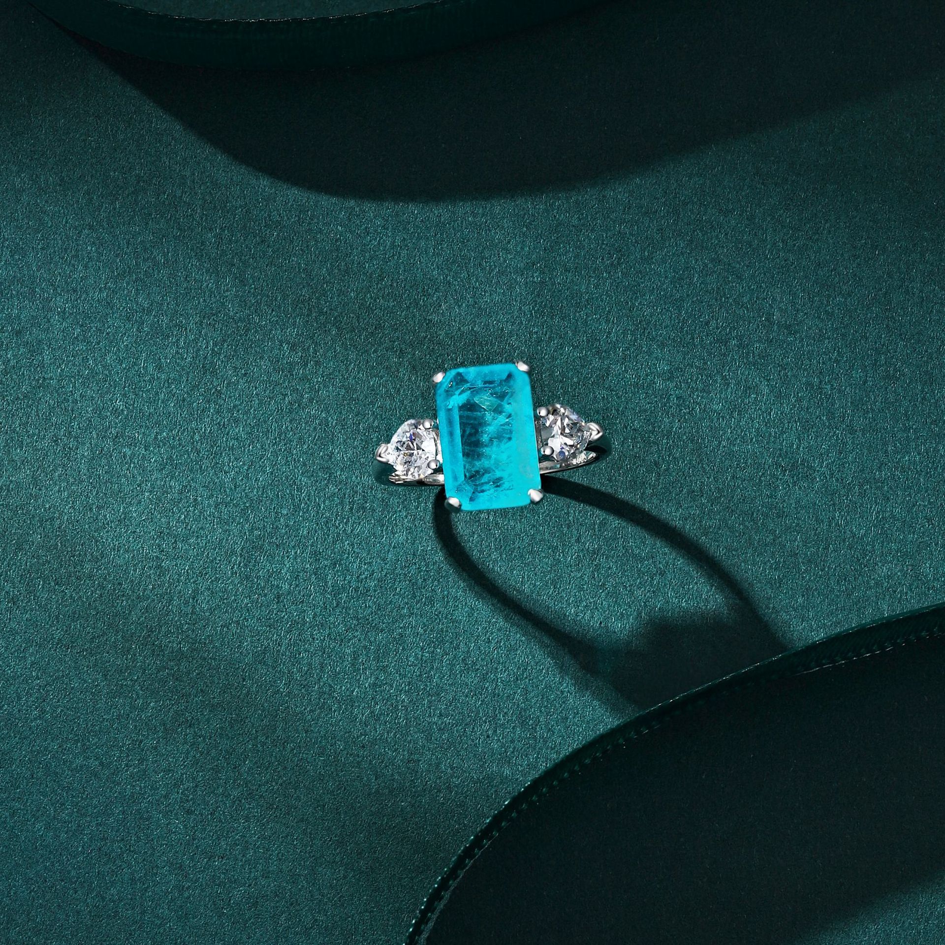 Glam Square Sterling Silver Plating Zircon Rings