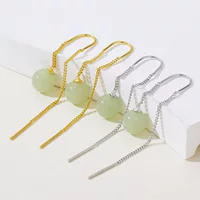 Hetian Jade Transfer Beads ушной крючок женские модные простые универсальные изогнутые крючки анти-проигрышные линии ушей элегантные длинные Винтажные серьги с кисточками