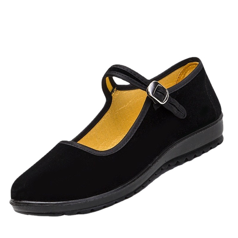 Summer Old Beijing Cloth Shoes Women's Shoes Flat Heel Breathable Soft Sole Work Shoes Black Hotel Shoes Non-slip Dancing Mom Shoes