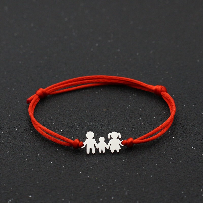Cross-border Hot Selling Stainless Steel Bracelet Family Series Mom and Dad Son Lucky Bracelet Bracelet Strand Adjustable