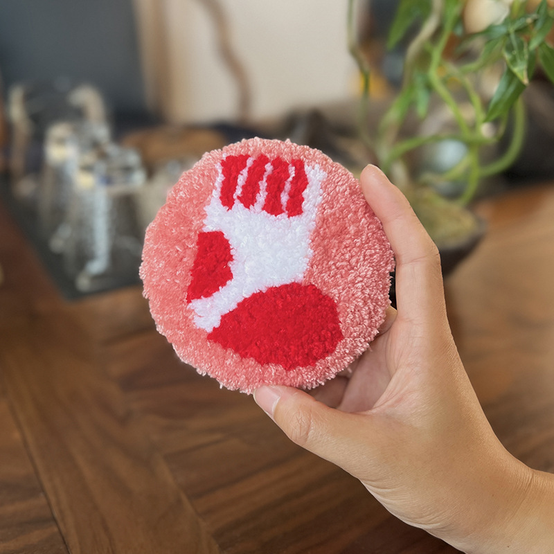 Huevo frito, posavasos de bordado de pinchado creativo, paquete de material de bricolaje hecho a mano, manteles divertidos, clases manuales para niños, música de pinchado de animales