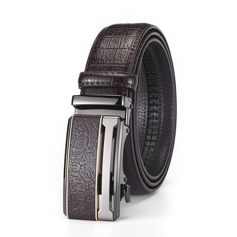 Crocodile Pattern Automatic Buckle Belt For Men Trendy Waistband_voghion.com