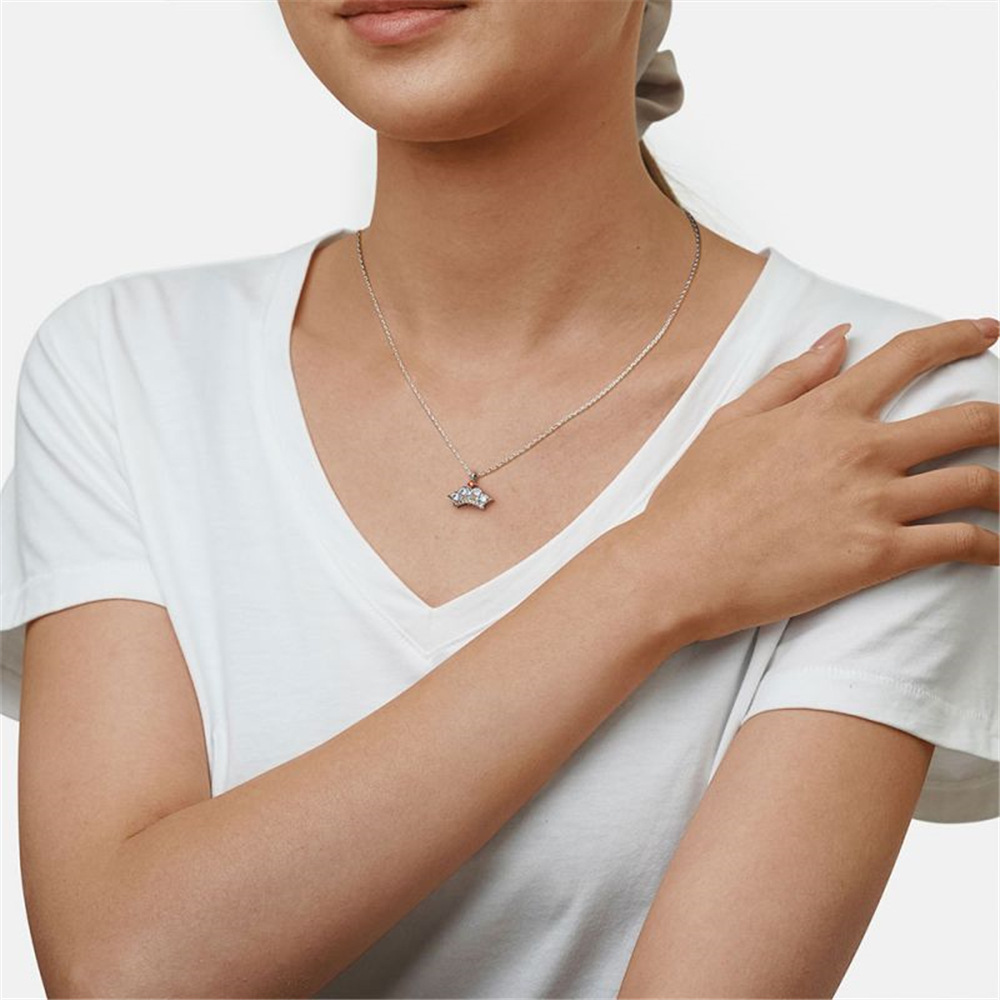 Colar com pingente de coroa de rainha com strass colorido e brilhante, joia versátil requintada para presente feminino_voghion.com
