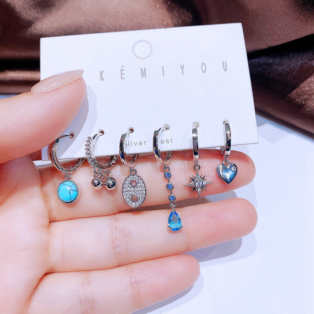 Yakemiyou Mode Géométrique Cuivre Incrusté Zircon Zircon Boucles D'oreilles 6 Pièces display picture 5