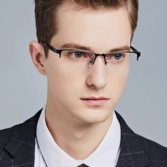 半枠近視眼鏡男有度数超軽量眼鏡枠ビジネス近視鏡ブルーレイ防止放射線ゴーグル女