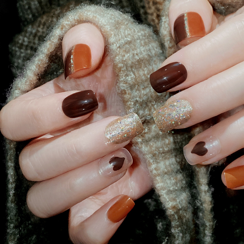 Use uñas parche de uñas parche de uñas uñas uñas postizas terminadas amor desmontable corazón pegatinas de uñas cortas al por mayor