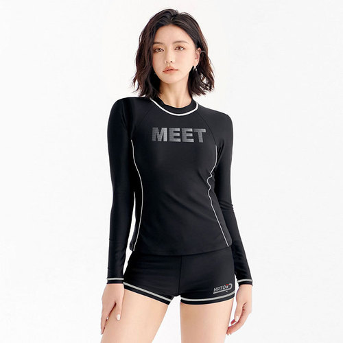Hurun split long-sleeved swimsuit women's summer new high elastic slimming swimming pool training sports conservative large size swimsuit