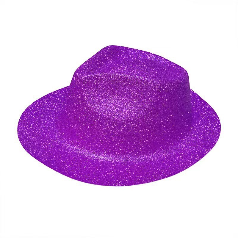 Nuevo sombrero alto sombrero de oro polvo sombrero de jazz sombrero vaquero plástico vestido de Halloween espectáculo de cebolla dorada polvo props