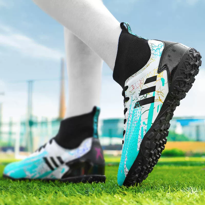 Футбольные туфли высокого уровня мужские сломанные гвозди TF Ding Ding Женские дети Взрослые Нескользящие AG длинные и короткие шипы Студенческая тренировочная обувь