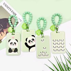 Panda cute student cartoon card holder anti-lost sliding cover embossed bus card meal card water card access card protective cover