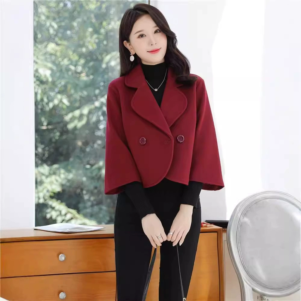 Трансграничная корейская версия небольшого шерстяного пальто женский короткий с высокой талией осенью и зимой новый модный маленький короткий шерстяной топ