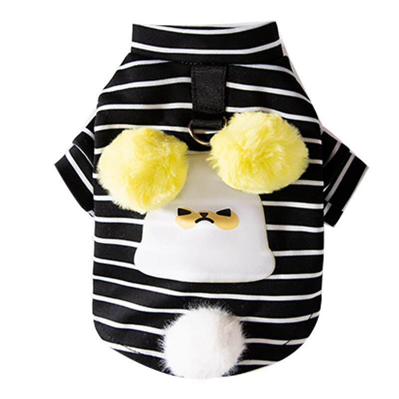 Otoño y invierno perros peluche orejas de cachorro rayas perros suéter gatos perros pequeños y medianos adorables mascotas ropa de perro