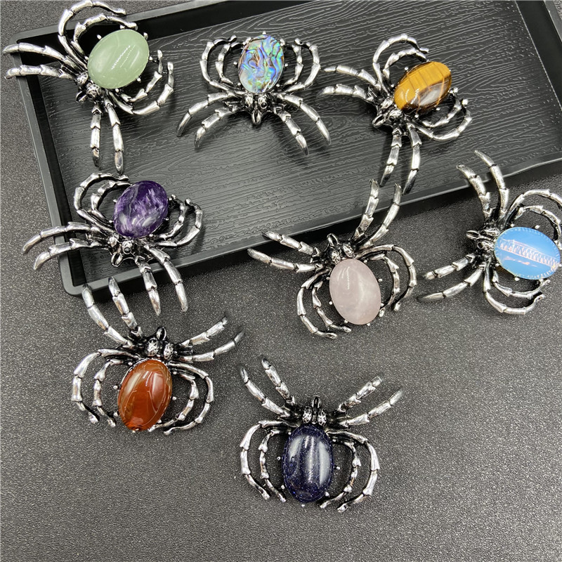 Gem Inlaid Spider Multicolor Pendant Brooch Dual-purpose Necklace Brooch Diy Accessories display picture 2