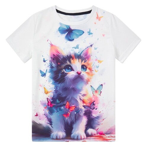 2025 New Cat Animal Pattern 3D Digital Printing Women's Summer Short Sleeve T-Shirt Fashion and Stylish Loose Top