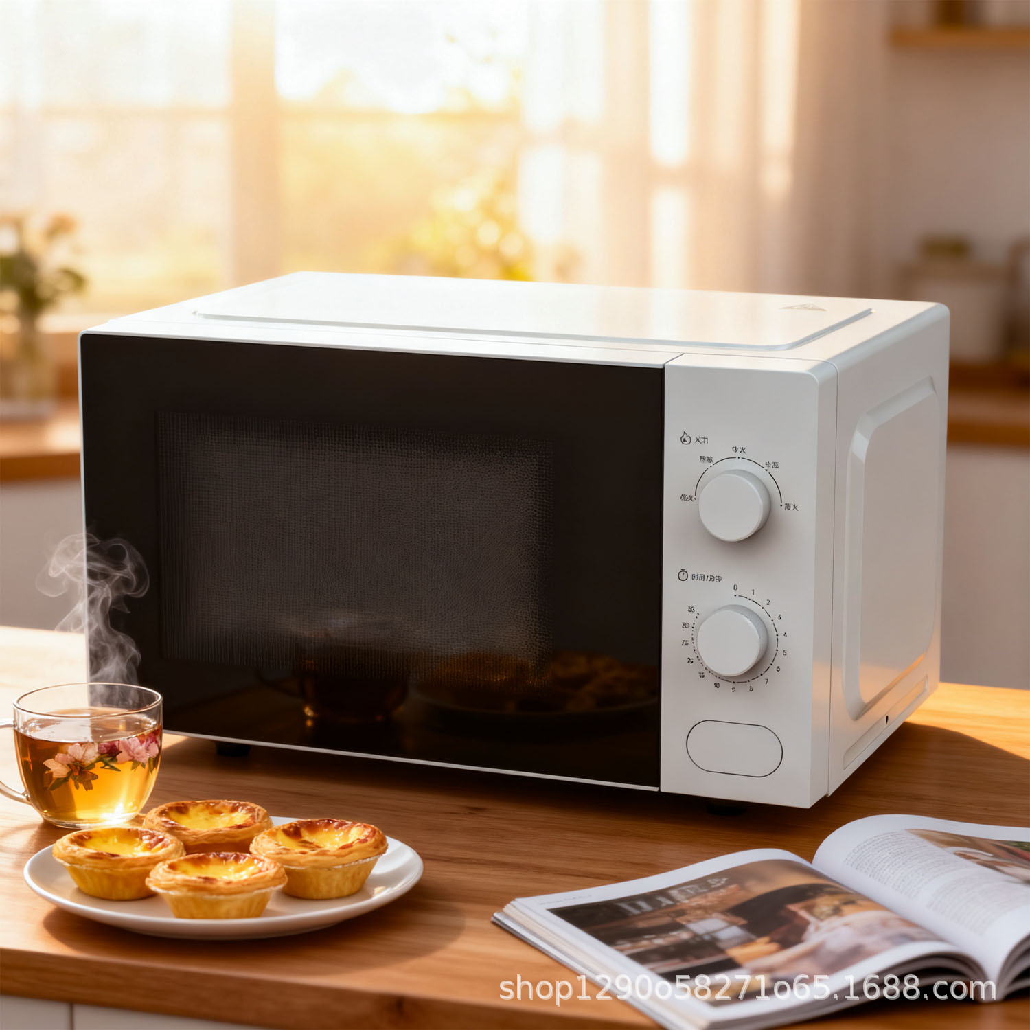 Cross-Border Microwave Oven Household Small Sterilization Multi-Function with Turntable Mechanical Knob Baking Light Wave Integrated Microwave Oven