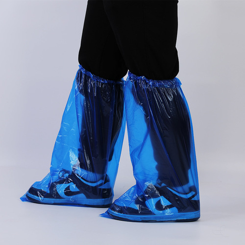 Disposable thickened and lengthened high-tube shoe covers, wear-resistant and waterproof, individually packaged, transparent dark blue long-tube over-the-knee boot covers
