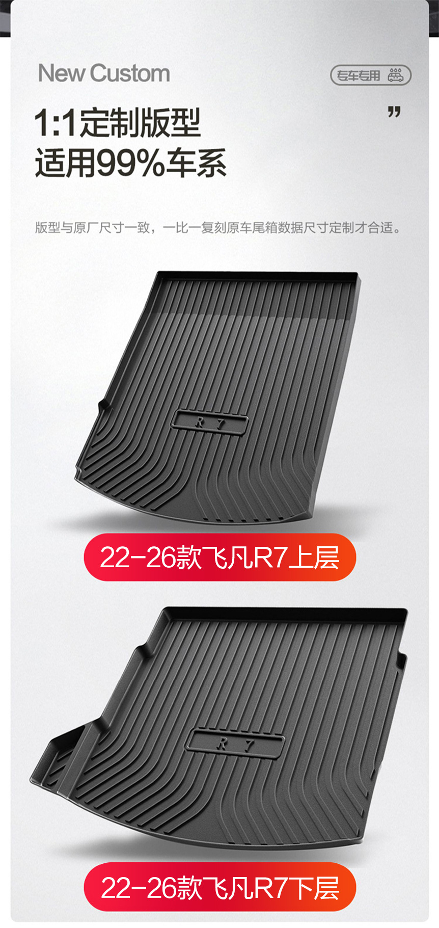 Feifan R7 Trunk Mat Interior Modification Accessories Special Car Supplies Decoration TPE Waterproof Trunk Mat