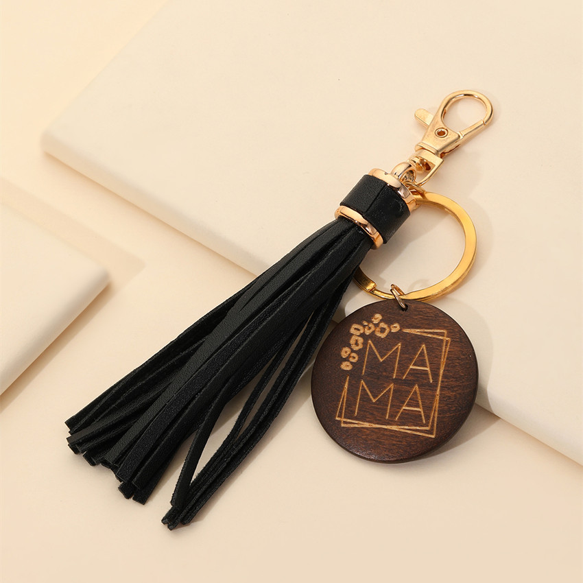 17g Weight Keychain Classification 1 Piece Quantity Casual, Holiday, Daily Occasion Pu Leather Material Mother'S Day Festival Letter, Tassel Pattern Unisex Gender Modern Style Style Modern Style Letter Tassel Pu Leather Mother'S Day Unisex Keychain 4