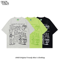 UNSS街潮趣味落書き発泡子犬男女半袖tシャツ夏カップルモデル