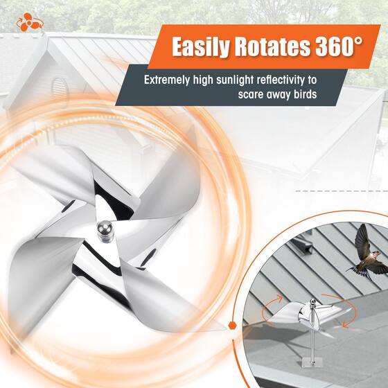 2 pieces of reflective windmill bird deterrent, rotary bird deterrent, all-weather bird deterrent