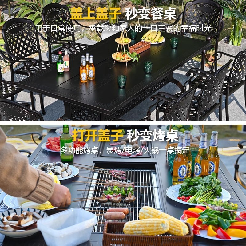 Mesa y silla de aluminio fundido al aire libre al por mayor Jardín cafetería balcón al aire libre ocio patio mesa y silla conjunto de combinación