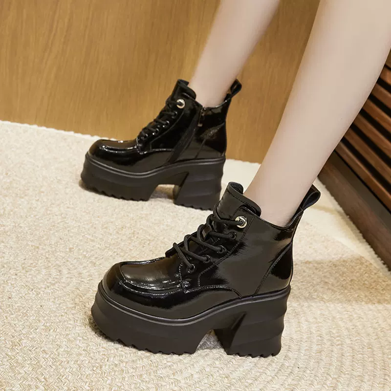 厚底乐福鞋女2025冬季新款加绒保暖百搭增高英伦风小皮鞋高帮棉鞋