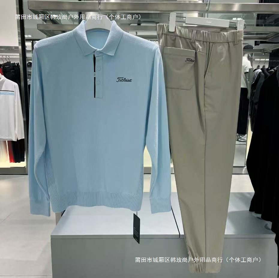 Autumn and Winter Lapel White and Handsome Long-Sleeved Golf Clothing Men's Tops Warm Sports Golf Baseball Uniforms