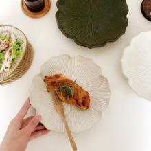 沉香。日本手作同款粗陶陶瓷菜盤子家用西餐盤意面點心蛋糕盤子