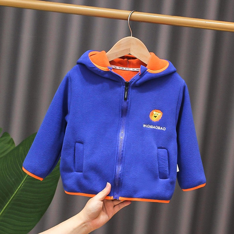DD42-fleece hooded lion top-sapphire blue