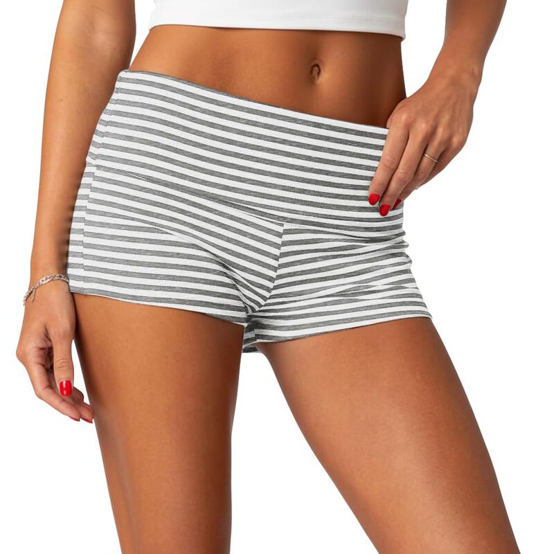 2026 Summer European and American Style Cross-Border New Striped Short Women's Basic Tight Low-Waist Casual Hot Pants