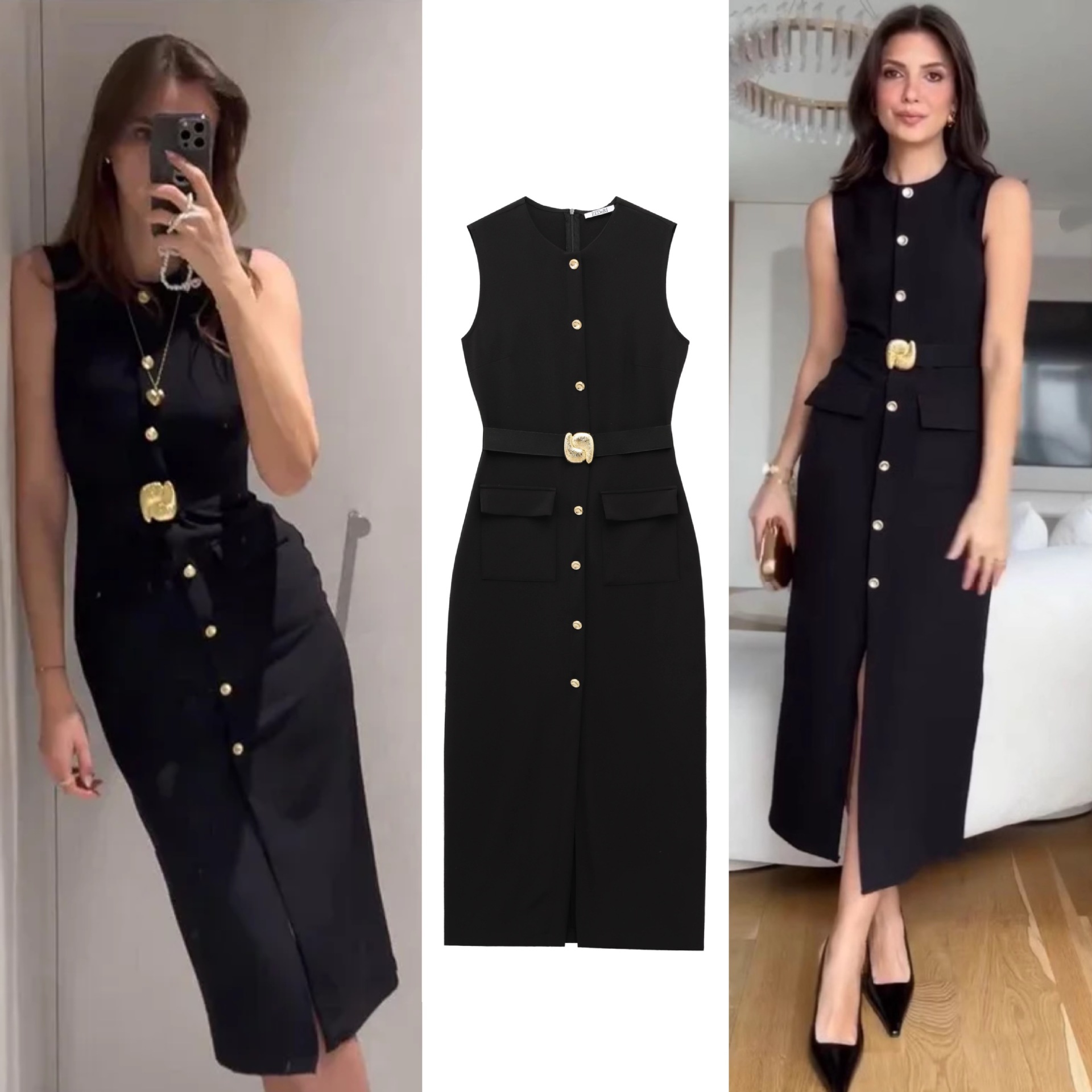 belt sleevless with a round collar
