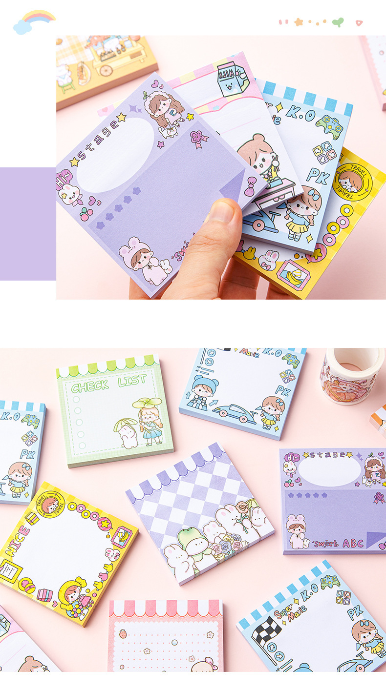 35g Weight Sticky Note Stationery Type 1 Piece Quantity Class, Learning, School Occasion Cartoon Pattern Cartoon Style, Cute Style 1 Piece Cartoon Class Learning School Paper Cartoon Style Cute Sticky Note 5