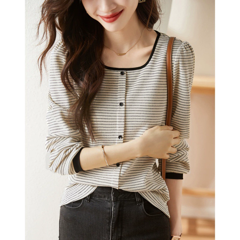 Knitted elastic autumn base long-sleeve for leisure, (Physicals)