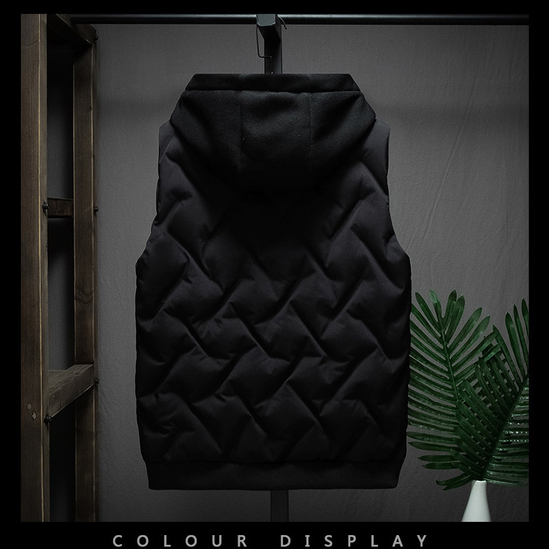 Herrenbekleidung Herren Baumwollweste Winter Herren neuer Stil Kapuzenweste Baumwollweste Jacke Arbeitskleidung Klasse Uniform Druck Logo_voghion.com