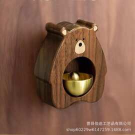 跨境木质门铃小熊磁吸装饰风铃冰箱贴新年入户提示铃铛多巴胺风铃