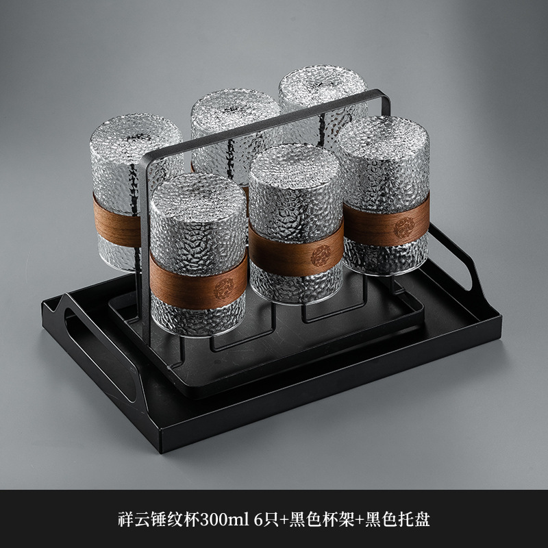 Nuevo chino patrón vertical taza de vidrio hogar de alta temperatura resistente taza de té hervidor de agua traje taza de beber anti-escaldado sala de estar hospitalidad