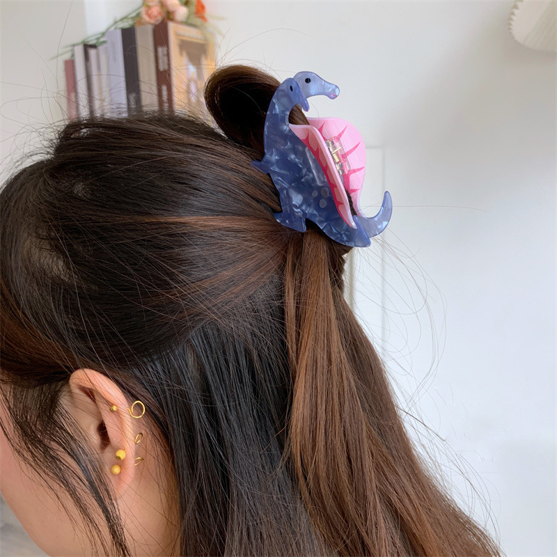 35g Weight Hair Claws Hair Accessories Type 1 Piece Quantity Holiday, Party Occasion Arylic Material Dinosaur Pattern Women's Gender Cute Style Cute Little Dinosaur Acrylic Small Jaw Clip Cute Personality Sweet Niche Hair Claw Hairpin Hair Ornaments New 24