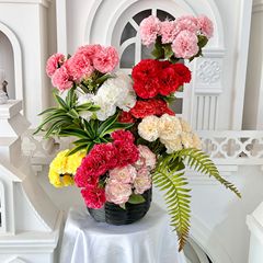 メーカーの新商品直売7頭のカーネーションの家の客間のdiyの食卓の装飾の置物の偽の花の手作りの絹の花の卸売り