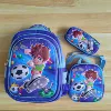 Sky Blue Football Boy-School Bag+Meal Bag+Pen Box