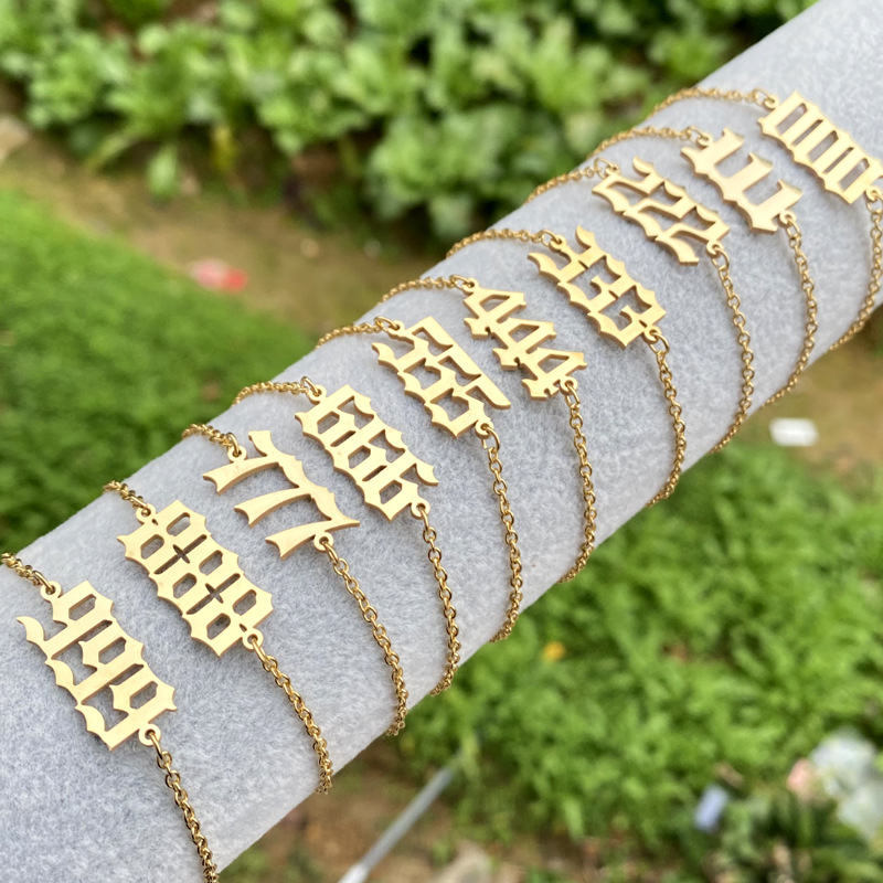Casual Stainless Steel Cross-Border New Women's Bracelet Simple Lucky Number 000-999 Pendant Versatile Bracelet