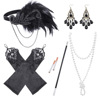 1920s Flapper Girl Dress Halloween Costume Gloves Smoking Ring Neck Link with Five -piece Five -Piece