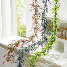 新款薰衣草藤条壁挂藤仿真绿植藤花壁挂式树叶藤条挂墙长条黄藤叶