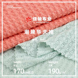 潮牌华夫格面料 涤人棉弹力双面肌理提花布 春夏上衣裙子时装布