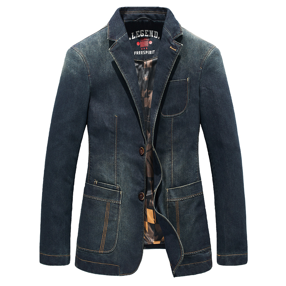 Foreign Trade Denim Suit Men's Business Casual Loose Large Size Youth Denim Suit Jacket Jacket